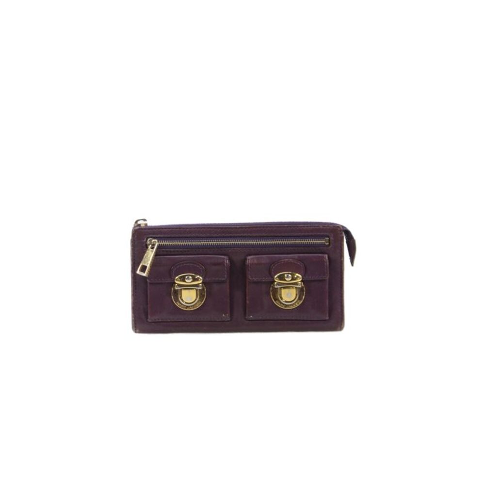 Marc Jacobs Womens Leather Gold Tone Zipper Closure Wallet Purple